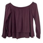 Tobi  Maroon Off The Shoulder Long Sleeve Shirt Sz XS Photo 4