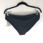 No Boundaries  Bikini Bottom Striped Ribbed Crossover Black L Photo 1
