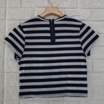Xhilaration Xhiliration striped navy blue white crop‎ top cropped T shirt women's size M Photo 4
