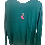 Life is Good  T Shirt Top W Large Christmas Stocking Green LS Heart Holiday Party Photo 0