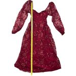 Lulus NWT  XS Darling Charisma Wine Red Mesh Embroidered Midi Dress Cocktail Photo 4
