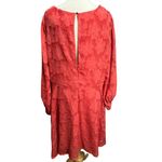 Anthropologie Plunge Mini Dress 16W Pink Jacquard Floral Flirty Boho Feminine Photo 4