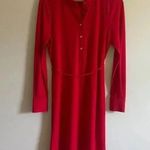 Calvin Klein Red Shirt Dress with Waist Tie Photo 1