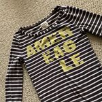 American Eagle  Striped Graphic T-Shirt 3/4 Sleeve Y2K Style Size Small EUC Photo 1