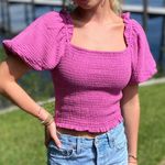 Lush Clothing Pink Puff Sleeve Top Photo 0