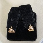 Small Rose Gold Filled D Ring Horse Bit Hoop Earrings Pink Photo 4