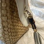 Spartina 449 Bamboo Moon Savannah Satchel Woven White Leather Handbag Photo 6
