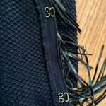 Chico's Black Knit Fringe Leather Cardigan Jacket Womens Small Photo 3