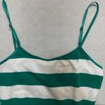 None Striped Tank Top Spaghetti Straps Stripes Green White Size Medium Maternity Photo 2