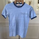 Vintage 70s Hanes Regina Ringer Retro Tshirt XS S Blue Photo 0