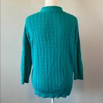 kim rogers  Cableknit Polo Sweater Green/Teal Size Medium Photo 2