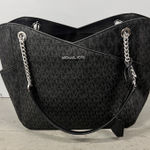 Michael Kors  Jet Set Tote Shoulder Bag Gray MK Monogram Black‎ Trim Logo New Photo 0