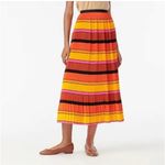 J.Crew Straight Pleat Skirt Multistripe Women's 2 Orange Career Preppy Classic Photo 2