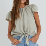 Bella Dahl  Short Sleeve Tie Up Top Photo 0
