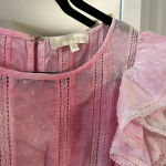 Love Shack Fancy 281  Natasha Short Sleeve Eyelet Mini Dress Size XS Color Pink Photo 6