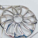 Sterling Silver 925 Micro Pave Flower Pendant Set Vintage NIB Formal Elegant Photo 2