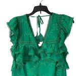 Tularosa A Line Above Green Eyelet Mini Ruffle Dress size small Photo 2