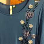 Ny Collection NEW Long Sleeve Blue Embroidered Top size L Photo 2