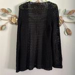 I.E. Vintage Womens Black Crochet Long Sleeve Button Front Cardigan Size Medium Photo 4