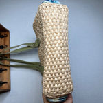 Bandalino Woven‎ Vintage VTG Straw Bag Purse Tote Floral Lined Green Handles Tan Photo 7