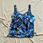 Aquabelle Floral Bue, Purple, and Black Women’s Swim Tankini Top Blue Size 24 Photo 2