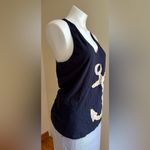 J.Crew Muscle Shirt Blue White Anchor Logo Cotton Stretch Casual SZ L Photo 1