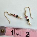 Gold Filled Handmade Gold and Pearl Semi Precious Stone Earrings Photo 3
