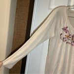 Brooks Karen  Tan Knit Embroidered Long Sleeve Top size M Photo 3