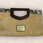 Nicole Miller  Straw Wood Handle Snap Closure Clutch Photo 15