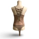 Fashion House Laceup Back Bodysuit Tan Size M Photo 6