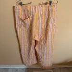 Anthropologie  Maeve Colette Linen Cropped Stripe Pants in Orange Photo 6