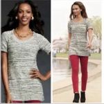 CAbi Style 973 Marled Short Sleeve Neutral Sweater Tunic Gray Medium Photo 3