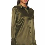 Revolve Remi X Women's Serena Button Up Satin Blouse Dark Green Oversized Sz S Photo 2