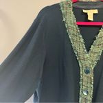 Elana by Tanner Blazer Navy Knit V Neck w/ Pattern Silk Blend Sz 2 EUC Blue Photo 5