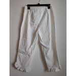 kim rogers  Pants Women's White Crop Capri Ruffle Women's Size 10 Petite NWOT Photo 5