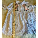 Tassels N Lace  Women Blue Striped Long Sleeve Blouse Floral Embroidered Size Med Photo 4