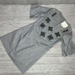 Karta iridescent glitter beaded detail cropped bell sleeve dress formal med Gray Photo 1