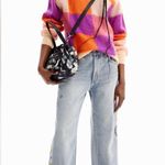 Desigual  Jucar Orange Pink Pullover Sweater Size Small Photo 3