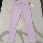 7 For All Mankind  NWT The Ankle Skinny Raw Hem Womens 28 Lavender Purple Stretch Photo 4