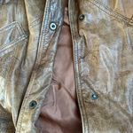 EXPRESS Vintage Brown Genuine Leather Overcoat Trench Coat Limited Coat Size M Photo 9