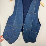 Vtg Chic Denim Western Vest Dark Wash Heart Buttons Sz Medium Blue Photo 3