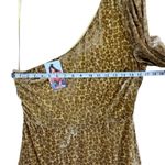 Molly green Zion Burnout Velvet Dress L Gold Brown One Shoulder Retro Glam Boho Photo 4
