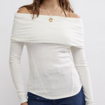Free People Off-Shoulder Cream Sweater Photo 0