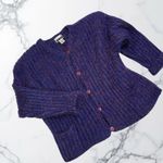 90s Express Tricot M/L Fuzzy Mohair Cardigan Grandpa Sweater Ribbed Knit Grunge Purple Size undefined Photo 0