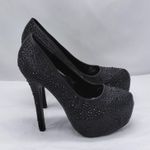 Bella Luna Rhinestone Platform Pumps Womens 7.5 Black Stiletto Heels Shoes Party Photo 0