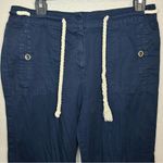Sandro navy blue cotton cropped capri pants with rope belt women’s size 10 Photo 2