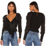 LPA Cara Embellished Sequin Blouse Top Black Long Sleeves Women’s Size Small Photo 1