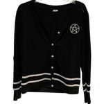 Spirit Womens Size L Black Cardigan Gothic Emo Pentagram Halloween Sweater  Goth Photo 0