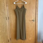 Jenni Kayne Riviera Slip Dress Womens Small Safari Green Raw Silk V-neck Maxi Photo 8