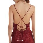 Urban Outfitters UO Lily Maroon Leopard Jacquard Lace Up Jumpsuit Size 4 Photo 3